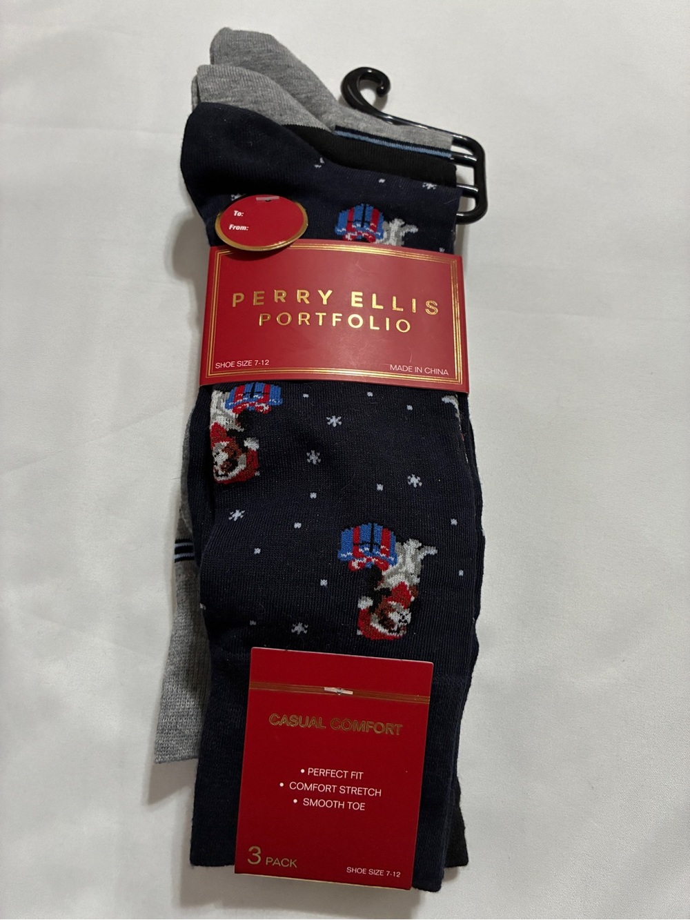 3 Pair Perry Ellis men’s socks size 7 1/2. Smooth toe. Comfort stretch NWT